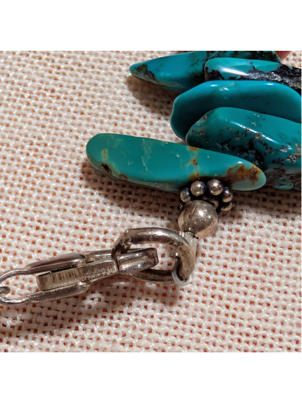 Artisan Turquoise Chip Coral Bead Amber Glass Boho Lobster Bracelet Southwest - Picture 6 of 6